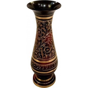 Hecho de latón-Jarrón de 8 pulgadas de alto-Una decoración India rara-Atractivo Nakkashi - Product Image 1