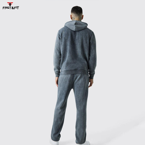 Chándal personalizado a precio barato para hombre, conjunto de chándal de dos piezas para correr, conjunto de chándal de lavado ácido de último estilo - Product Image 2