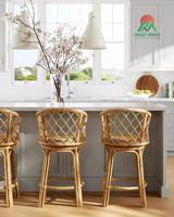 Tabouret de bar en rotin en forme de T, assise en rotin PE, pour balcon, bar, hauteur 79 cm, tabouret de patio, tabouret de bar, artisanat au Vietnam