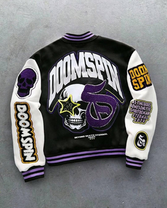 OEM Veste universitaire de couleur jaune et noir surdimensionnée de qualité personnalisée Veste Streetwear à broderie de letterman pour hommes - Product Image 4