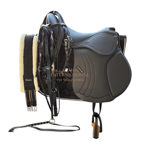 Juego de sillines de salto inglés en cuero sintético Kit completo de tachuelas de caballo con árbol de plástico Hecho EN LA India - Product Image 3