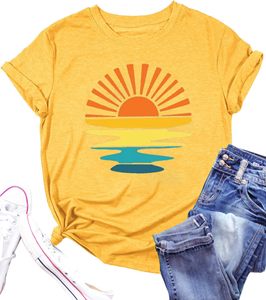 Camiseta de Verano para Mujer, Cuello Redondo, Holgada, con Estampado Gráfico, Transpirable, Impresión Digital, Manga Corta, para Ejercicio al Aire Libre - Product Image 1