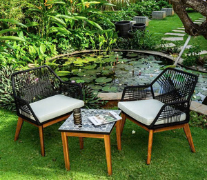 Silla Moderna TACASA con Cojín de Cuerda Tejida, Ecológica, Resistente a la Intemperie, Mueble Elegante para el Hogar, Apartamento u Hotel - Product Image 1