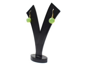 Boucles d'oreilles en pierres précieuses Prehnite plaquées or 18 carats faites à la main forme de rondelle cerceau cadeau de mode pour elle fabriqué à partir de résultats de pierre en laiton - Product Image 3