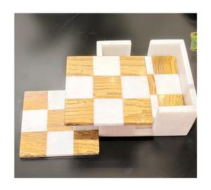 Sous-verres de vin de café de thé en marbre de qualité supérieure avec support ensemble 4 pièces pour boissons et tapis de café et tampons sous-verres de Table pour boissons - Product Image 4