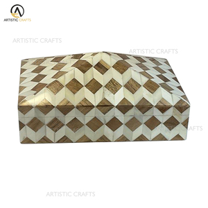 Boîte décorative de luxe écologique faite à la main en os et incrustation de bois conception de fleurs Boîte incrustation artisanale en os et en bois - Product Image 1