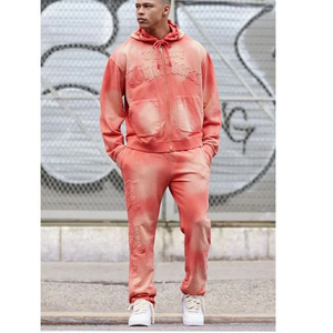 Mens Regular Fit Winter Solid Tracksuit Set Baggy Two Piece <b>Hoodie</b> Jogger Custom Logo Streetwear Wholesale Supplier 2026 - Product Image 1