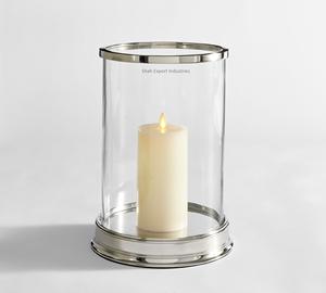 Hot Selling Metal/Glass Daphne Round Hurricanes <b>Candle</b> <b>Holder</b> Silver Plated for Home and Christmas Tabletop Decor - Product Image 1