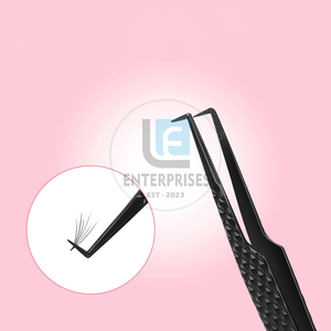 Pince à épiler professionnelle OEM 90 Nano Grip en acier inoxydable à pointe lisse de haute qualité 12 cm pour cils, précision, isolation volume en fibre noire - Product Image 2