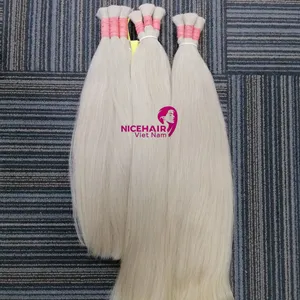 Wholesale Supplier Vietnamese Raw Hair Unprocessed Virgin Natural Silky Bulk Hair Extensions Export From Vietnam