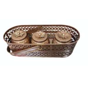 Caja de frutas secas de metal vintage con cesta, con un diseño decorativo pero práctico perfecto para mantener las frutas secas organizadas. - Product Image 3