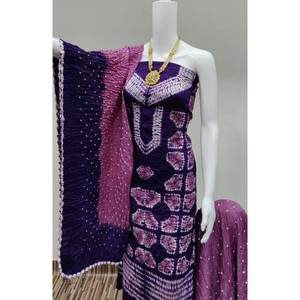 Robe formelle en satin Bandhani, longueur genou, matière infroissable, col en V, respirante, écologique, brodée, lavable, naturelle - Product Image 1
