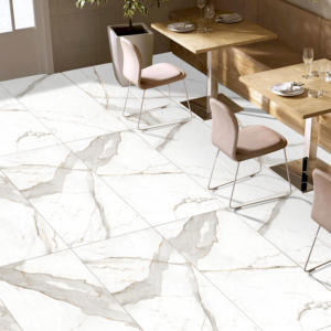 Tuiles vitrifiées naturelles de foor de porcelaine de regard de marbre de finition brillante pour les toilettes publiques. - Product Image 1
