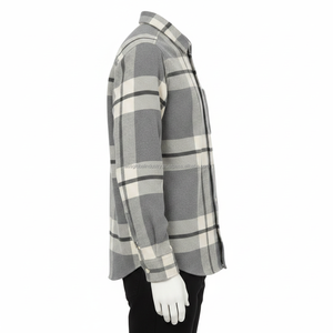 Camisa a Cuadros Gris Moderna para Hombre, Blusa a Cuadros de Manga Larga Informal y Holgada, Camisas Cálidas de Algodón para Otoño e Invierno - Product Image 3