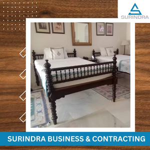 Cama doble de madera maciza hecha en la India en cama suave de Estilo Vintage para dormitorio - Product Image 3