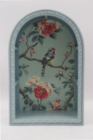 Étagère murale vintage en bois cintrée, décorative, avec motif floral et oiseaux, style ferme, boîte de rangement murale