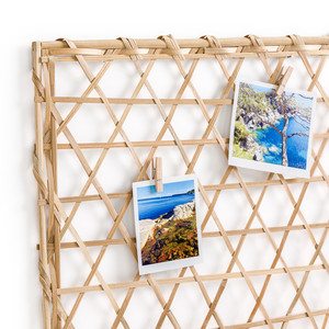 Decoración de pared de bambú natural superventas al por mayor forma cuadrada rejilla de enrejado de bambú marrón claro arte de pared decoración del hogar estilo hecho a mano - Product Image 3