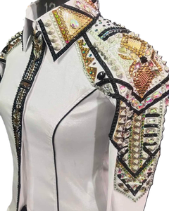 Tela de tafetán elástica hecha a mano Cowgirl Western Show Shirt - Product Image 2