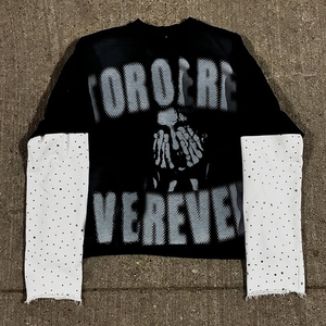 Tùy Chỉnh Đau Khổ Thêu 100% Cotton Hai Lớp Quá Khổ Của Nam Giới Chất Lượng Cao Đồ Họa In Dài Tay Áo Nhanh Chóng Khô - Product Image 4