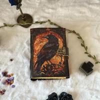 Mini carnet en cuir - Cadeau écologique pour les amoureux - Thème de l'art gothique et de la sorcellerie fantastique