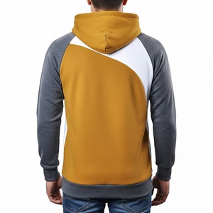 Sudadera con Capucha de Diseño Personalizado al por Mayor para Hombre, Estilo Urbano, con Costuras Diagonales en Contraste de Color, Chaqueta de Forro Polar - Product Image 3