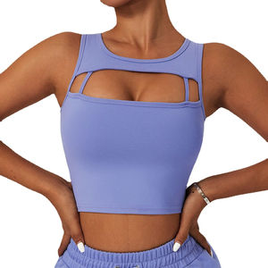 Soutien-gorge de sport réglable à col halter, maintien élevé, séchage rapide, décolleté en U, avec décoration en cristal pour femme - Product Image 4