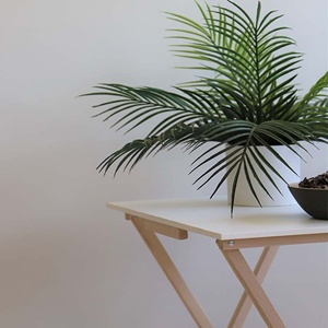 WELL HOME Table console auxiliaire flexible 48x35x64 cm en bois de hêtre et mélamine blanche - Product Image 3