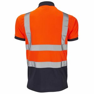 Unisex Hi <b>Vis</b> <b>High</b> Viz Polo <b>T</b>-<b>Shirts</b> for Men Two Tone Colors Polyester Reflective Safety Cheap ANSI Class 2 - Product Image 6