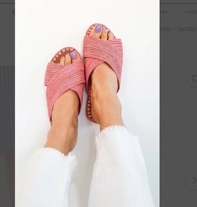 Chaussures marocaines faites à la main en raphia naturel, et semelles en cuir véritable - Product Image 2