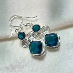 ต่างหูพลอย apatite ใน925เงินสเตอร์ลิงทำด้วยมือของขวัญเครื่องประดับที่หรูหรา - Product Image 1