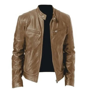 Veste en cuir noir pour hommes de haute qualité nouvelle veste en cuir décontractée d'hiver pour hommes veste en cuir de grande taille - Product Image 6