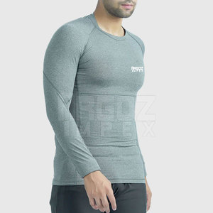 Vente chaude T-shirts de compression pour hommes Tissu tricoté de qualité supérieure à manches longues avec le dernier modèle de lettre de conception à bas prix - Product Image 2