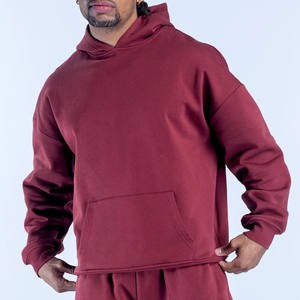 OEM Custom Design <b>Burgundy</b> Graphic <b>Hoodie</b> & Straight Leg Joggers <b>Men</b> Tracksuit Heavyweight Cotton Jogging Suit <b>Men's</b> Sweatsuits - Product Image 1