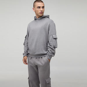 Conjunto Deportivo Unisex de 2 Piezas con Sudadera con Capucha, Talla XL, Pantalones Cargo Jogger, Color Gris, Ropa de Invierno - Product Image 3