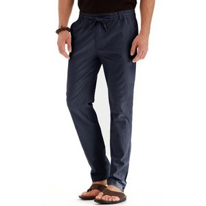 กางเกงผ้าโพลีเอสเตอร์สำหรับผู้ชาย, กางเกงผ้าเทอร์รี่ลำลองทรงหลวมน้ำหนักเบาแบบใหม่ฤดูใบไม้ร่วง - Product Image 4