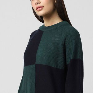 Pull en cachemire fait main pour femme, coupe classique décontractée, col rond, tricot côtelé, motif de logo sur le devant, anti-boulochage - Product Image 5