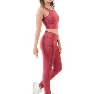 En Stock, Hecho en Pakistán, Conjunto de Yoga para Mujer, Ropa Casual, Logotipo Frontal Sólido, 2 Piezas, Secado Rápido, Transpirable, Precio Bajo - Product Image 3