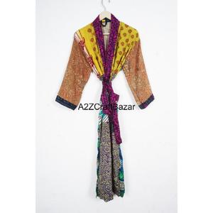 Kimono de Seda Vintage con Estampado Floral de Diseñador, Bata Informal de Verano, Ropa Interior, Camisón de Playa, Kimono Largo hasta el Suelo - Product Image 6