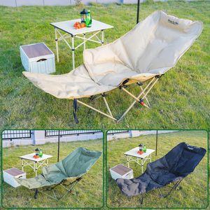 Chaise de camping pliante à double usage Repose-pieds amovible Chaise de couchage réglable facile à assembler pour mobilier d'extérieur - Product Image 2