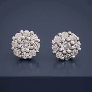 14K & 18K Gold Plated 92.5 <b>Silver</b> <b>Stud</b> <b>Earrings</b> with Zircon & Pearl Floral Pattern for Weddings & Engagements - Product Image 1