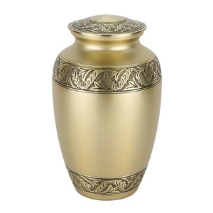 Urnas de cremación para adultos de latón de alta calidad con banda de grabado, urnas funerarias de Metal con acabado Gris dorado y plateado para cenizas humanas - Product Image 3