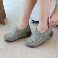 [JSHOE] Chaussures décontractées respirantes à plateforme perforée style Girl Group Lunari pour femme, en cuir de vachette, automne-printemps