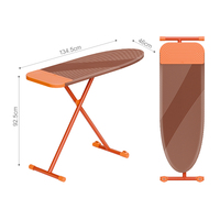 Table à repasser moderne robuste avec support en X, tube de 38 mm, 7 niveaux réglables, levier de déplacement, roulettes, planche à repasser pliable professionnelle