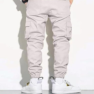 Ggy กางเกงวอร์มขาบานสำหรับผู้ชายกางเกงวอร์มเอวต่ำวัสดุป้องกันการยับกางเกงสำหรับผู้ชายกางเกงวอร์มย้อมสีธรรมดา - Product Image 3