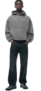 กางเกงยีนส์ขาบานสำหรับผู้ชาย, กางเกงยีนส์ขาบานสีดำกางเกงยีนส์ทรงหลวม100% ผ้าฝ้ายโอเวอร์ไซส์สำหรับใส่เล่นสเก็ต - Product Image 2