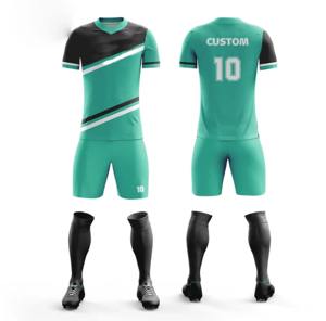 ชุดฟุตบอลผู้ใหญ่สีเหลืองกรมท่าพร้อมโลโก้สั่งทำ - เสื้อ กางเกงขาสั้น ถุงเท้า - ผ้าโพลีเอสเตอร์ 100% ระบายอากาศ แห้งเร็ว ยืดได้สี่ทิศทาง - Product Image 5