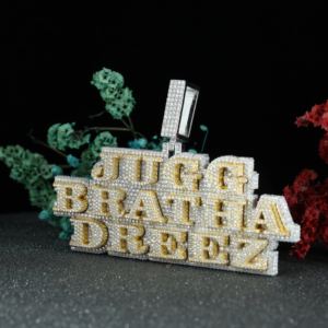 Pendentif de mariage à trois rangs en argent sterling 925 avec moissanite taille brillant rond double couche pour hommes et femmes par Phoenix Enterprise - Product Image 1