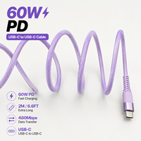 Cable Magnético de Carga Rápida USB-C de 60W PD, 2M, de Nailon, Multifuncional y Duradero, para iPhone 17, Teléfonos Móviles, Computadoras Portátiles, 480Mbps