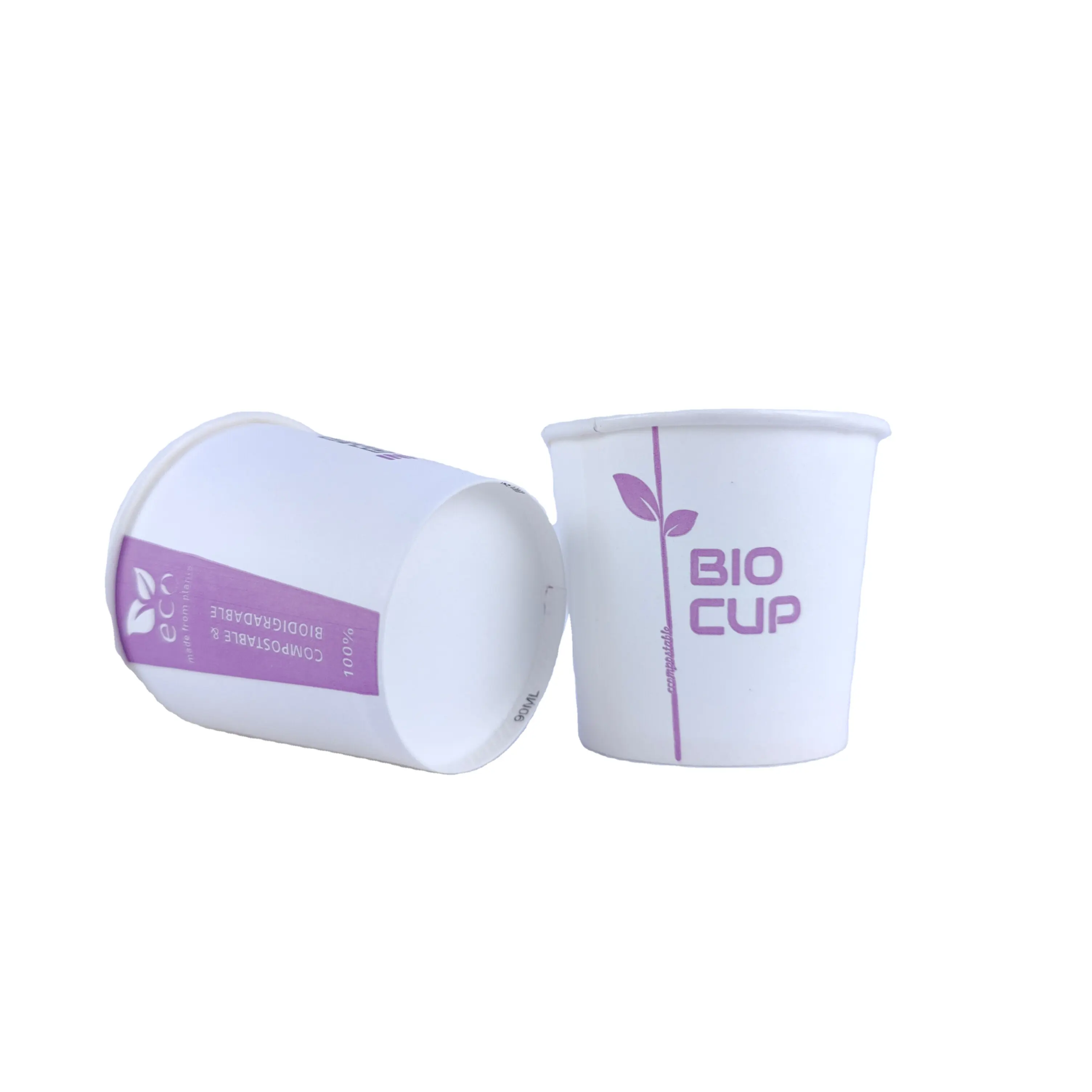 Tazas biodegradables de papel de café de grado alimenticio, vasos desechables de pared para bebidas calientes para restaurantes