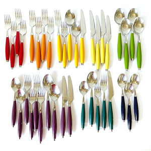Handmade Design Custom Stainless Steel Gold Polished <b>Thin</b> Long Designer Handle Flatware Cutlery Set Available for Resale - Product Image 2